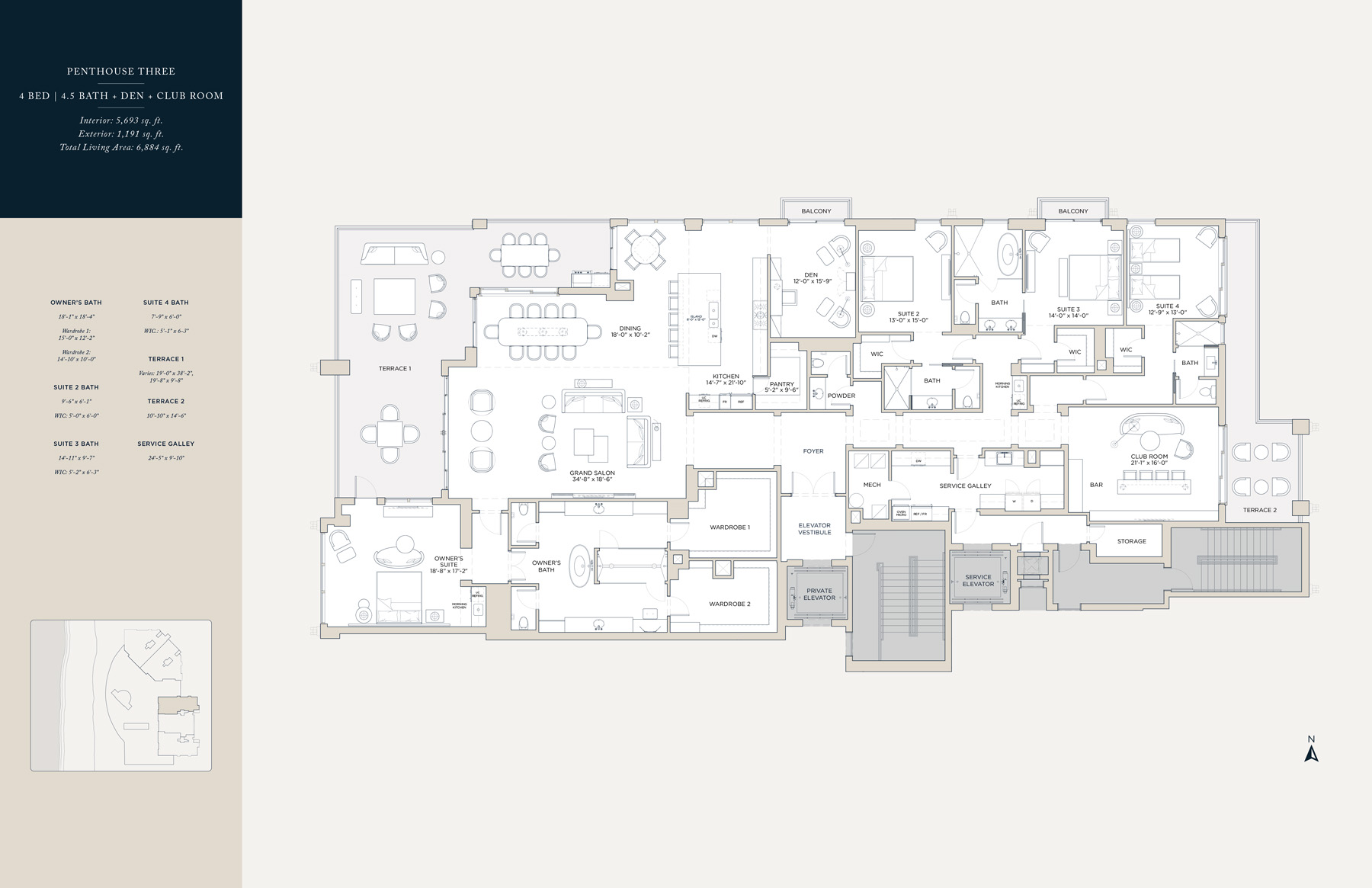 Rosewood Residences Naples Floorplan Penthouse 3